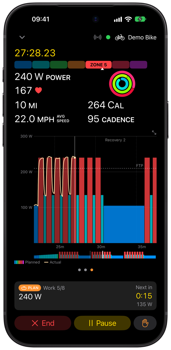 Klemy Cycling running a planned ride on iPhone