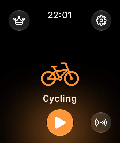 Virtual Cycling Trainer Apple Watch start screen