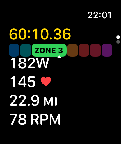 Virtual Cycling Trainer Apple Watch live ride metrics