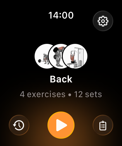 Klemy Apple Watch routine start screen