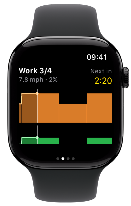 The same plan on Apple Watch, next change in 2:20